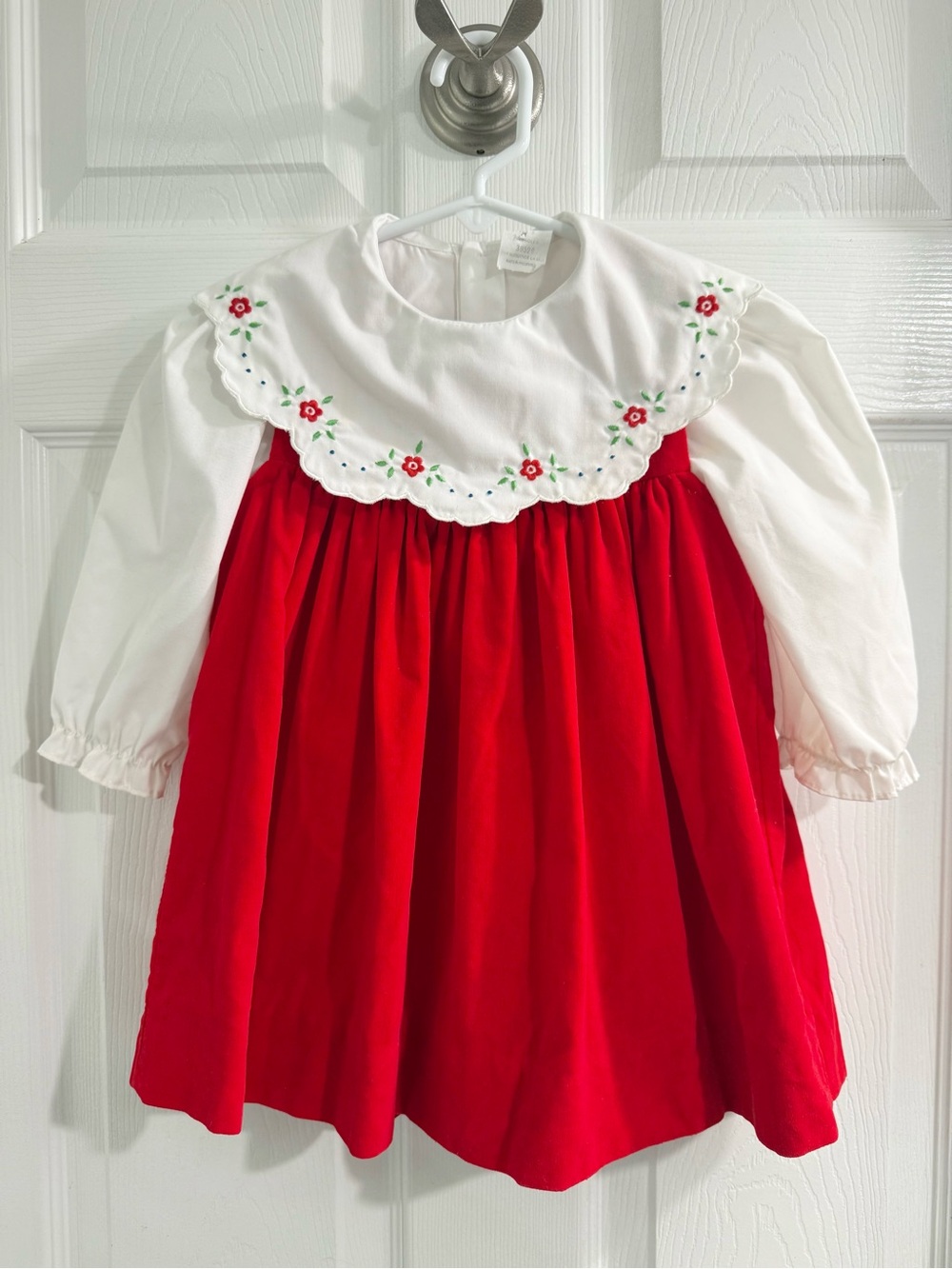 Vintage Two Piece Floral Embroidered Dress Set Girls 2T